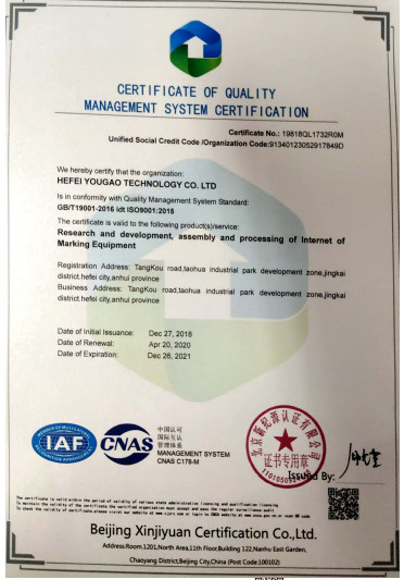 चीन Hefei Luox Yougao Technology Co., Ltd. प्रमाणपत्र